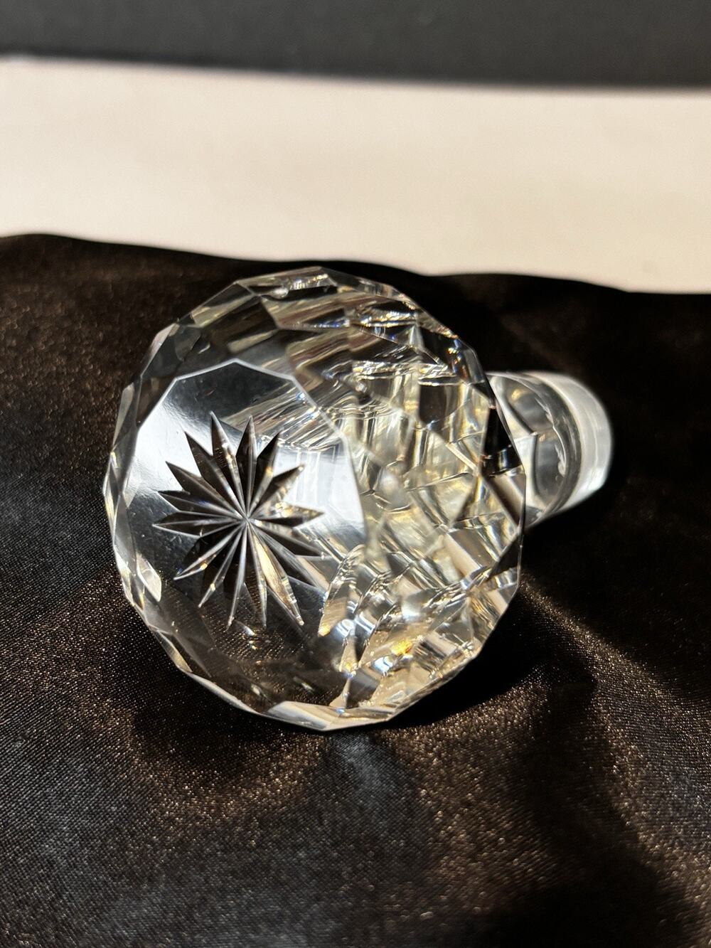 Vintage Cut Glass Decanter Stopper Starburst Faceted Round Replacement 3"